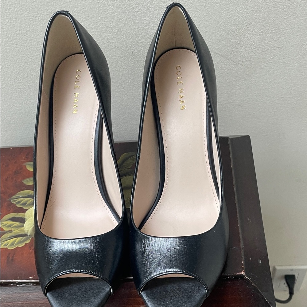 Cole Haan Black Peep Toe Heels